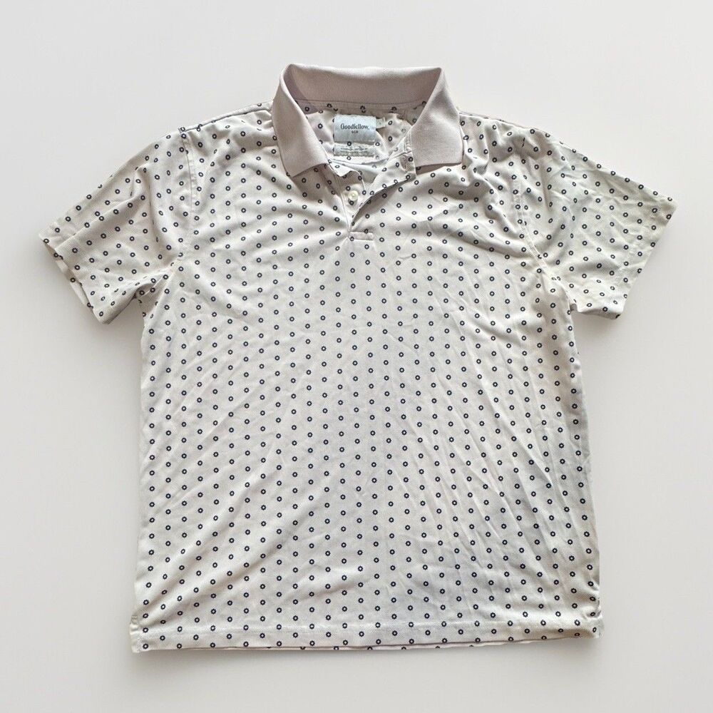 Goodfellow Mens Golf Polo Shirt Light Pink Geometric Size Large